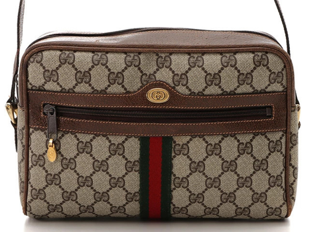Gucci GG Supreme Web Sherry Line camera crossbody bag monogram Brown